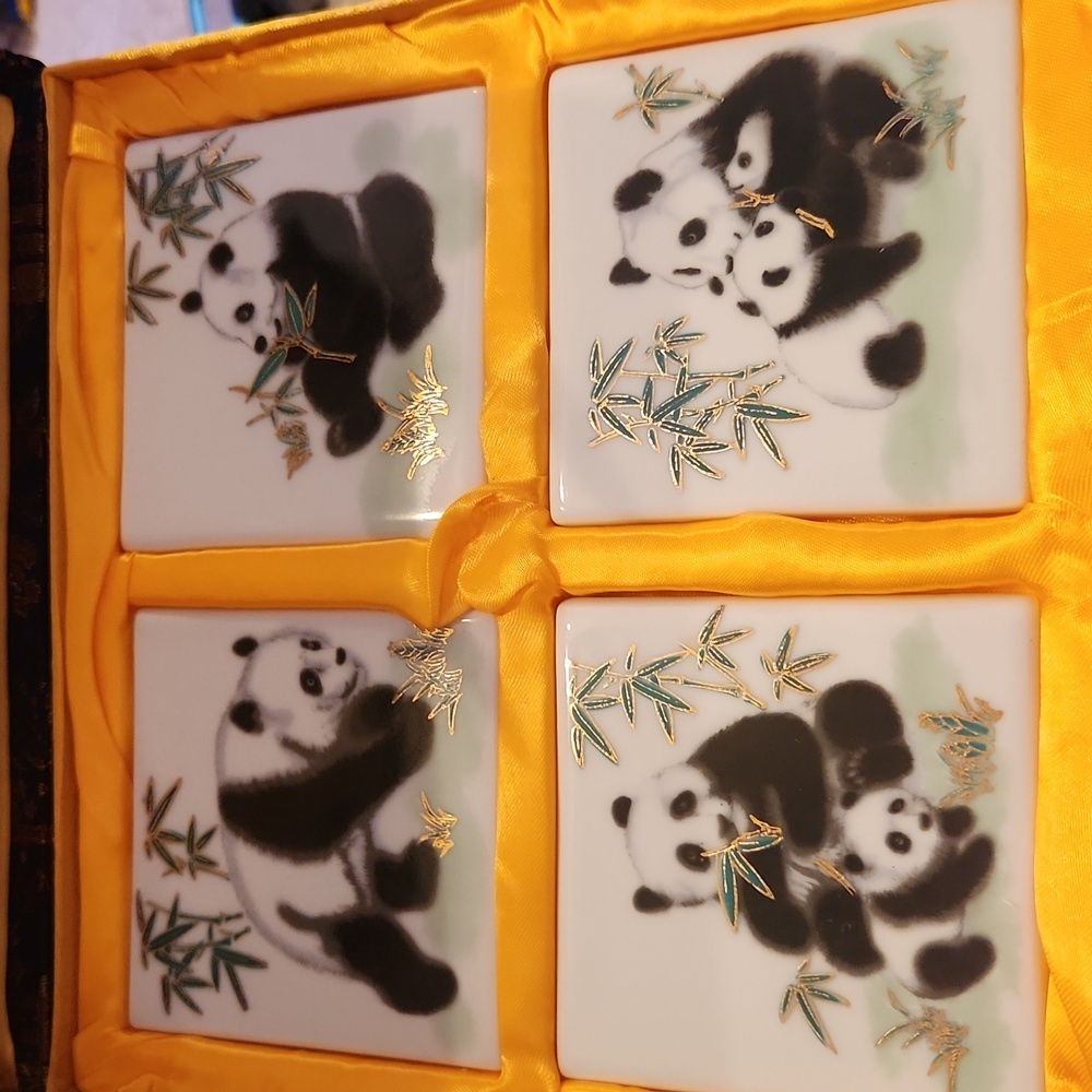 Yi Lin Arts And Treasures Of China Panda Porcelain Coasters